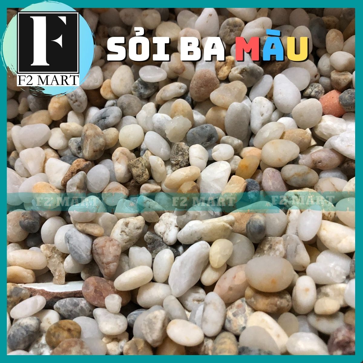 Sỏi ba màu trang trí bể cá, hồ cá, bể thuỷ sinh 1Kg