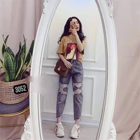 ( ẢNH THẬT) QUẦN BAGGY JEAN, BÒ RÁCH NHIỀU MÀU KHÓI 3052 THỜI TRANG HÀN QUỐC, AMELIA