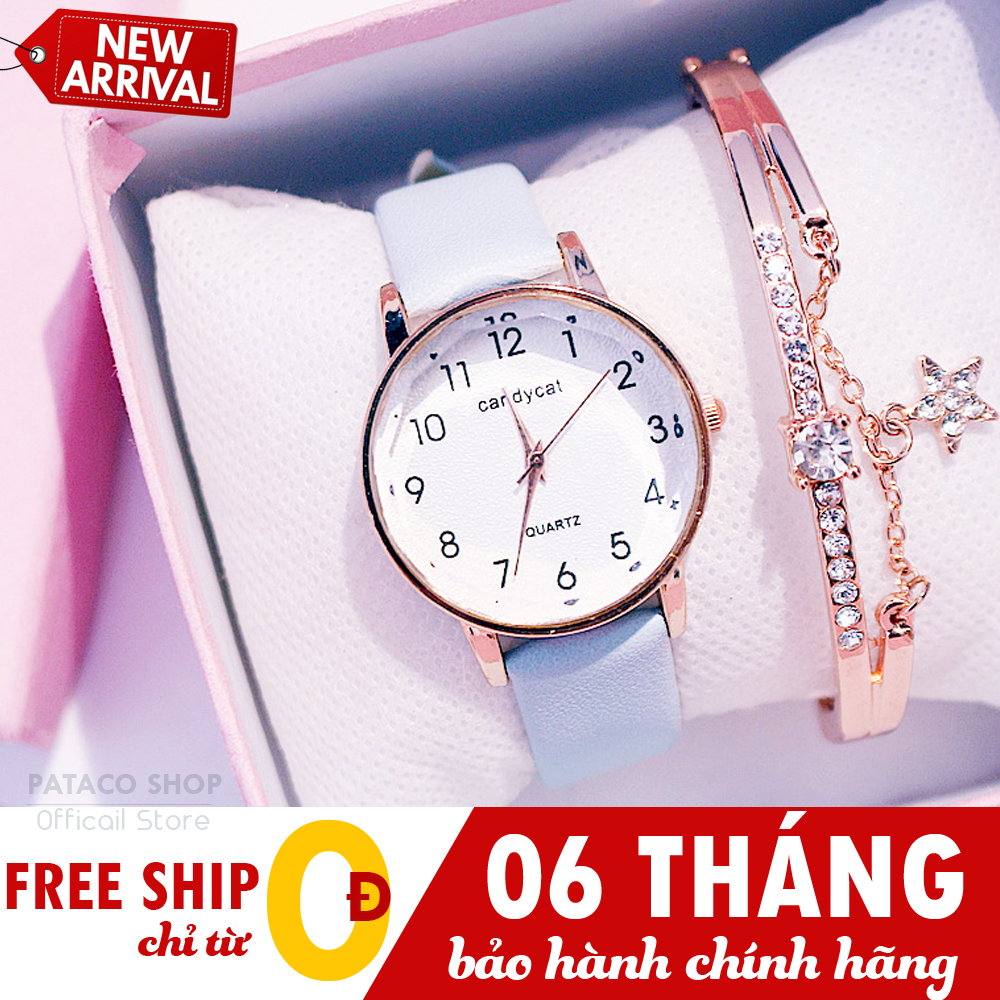 Đồng hồ nữ dây da thời trang cao cấp Candycat C101 mặt tròn chạy 3 kim chống nước sinh hoạt nhẹ - 6 tháng bảo hành