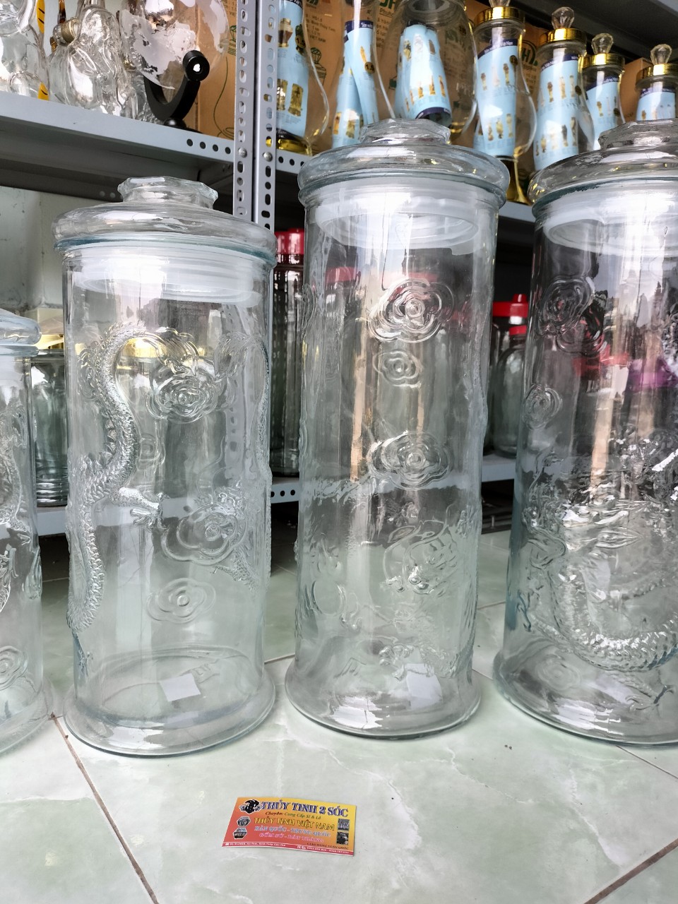 Bình thủy tinh ngâm rượu trụ rồng 19 lít giá rẻ không vòi /shop thủy tinh 2 sóc