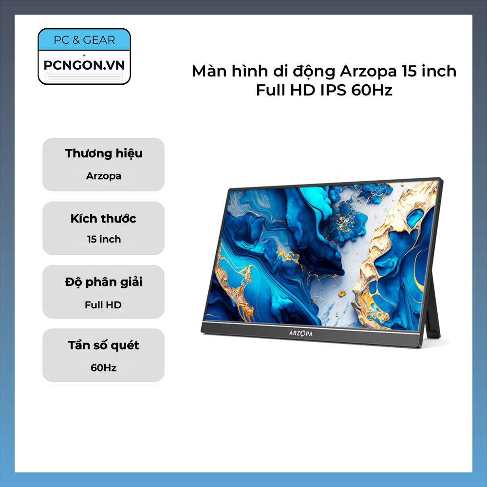 [PCNGON] Màn hình di động Arzopa 15 inch Full HD IPS 60Hz