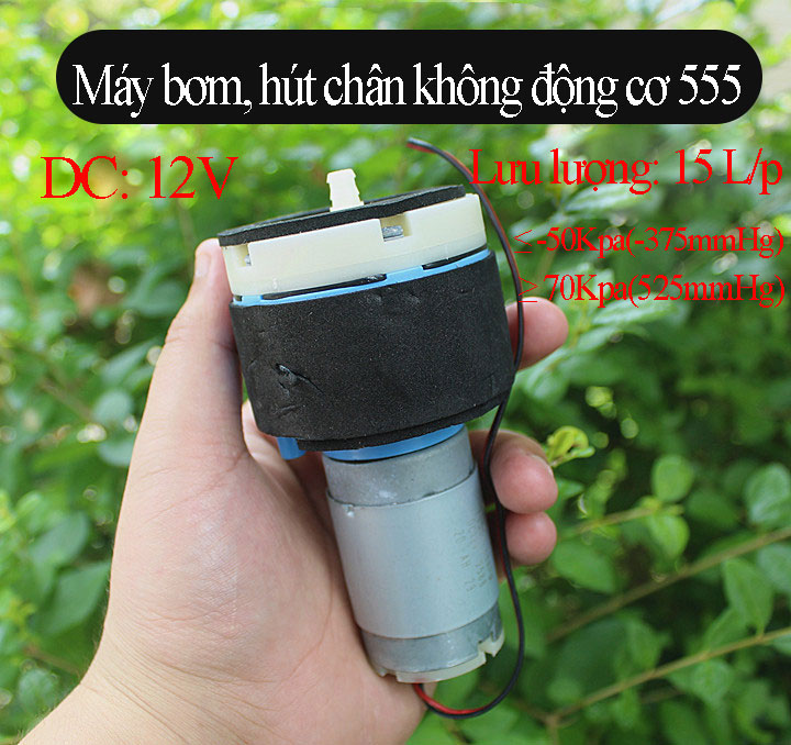 Máy bơm không khí, bơm hút chân không DC 12V lưu lượng 15L