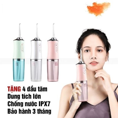 Máy Tăm Nước Cầm Tay Oral Irrigator, Tăm nước Mini Nhỏ Gọn Làm Sạch Răng Và Khoang Miệng 4 Đầu Chuyên Dụng Làm Sạch Sâu, Máy Chăm Sóc Răng Miệng Mini, Máy Xỉa Răng Nước