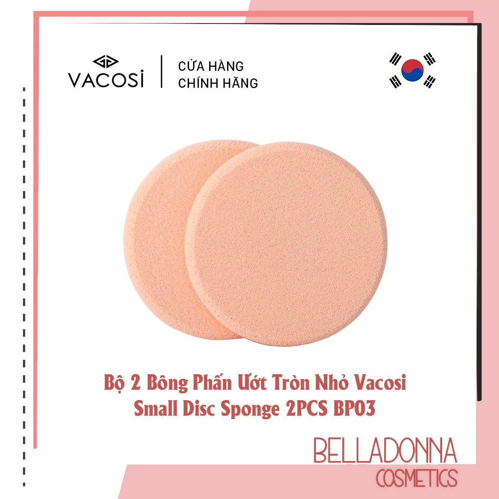 Bộ 2 bông phấn ướt tròn nhỏ vacosi small sponge 2pcs bp03