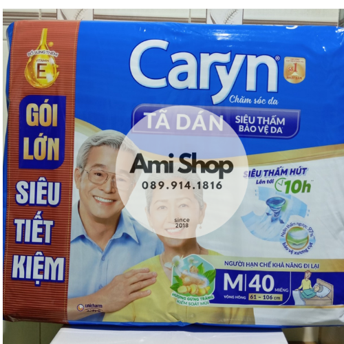 Bỉm/Tã dán người lớn Caryn M40 MẪU MỚI 2024