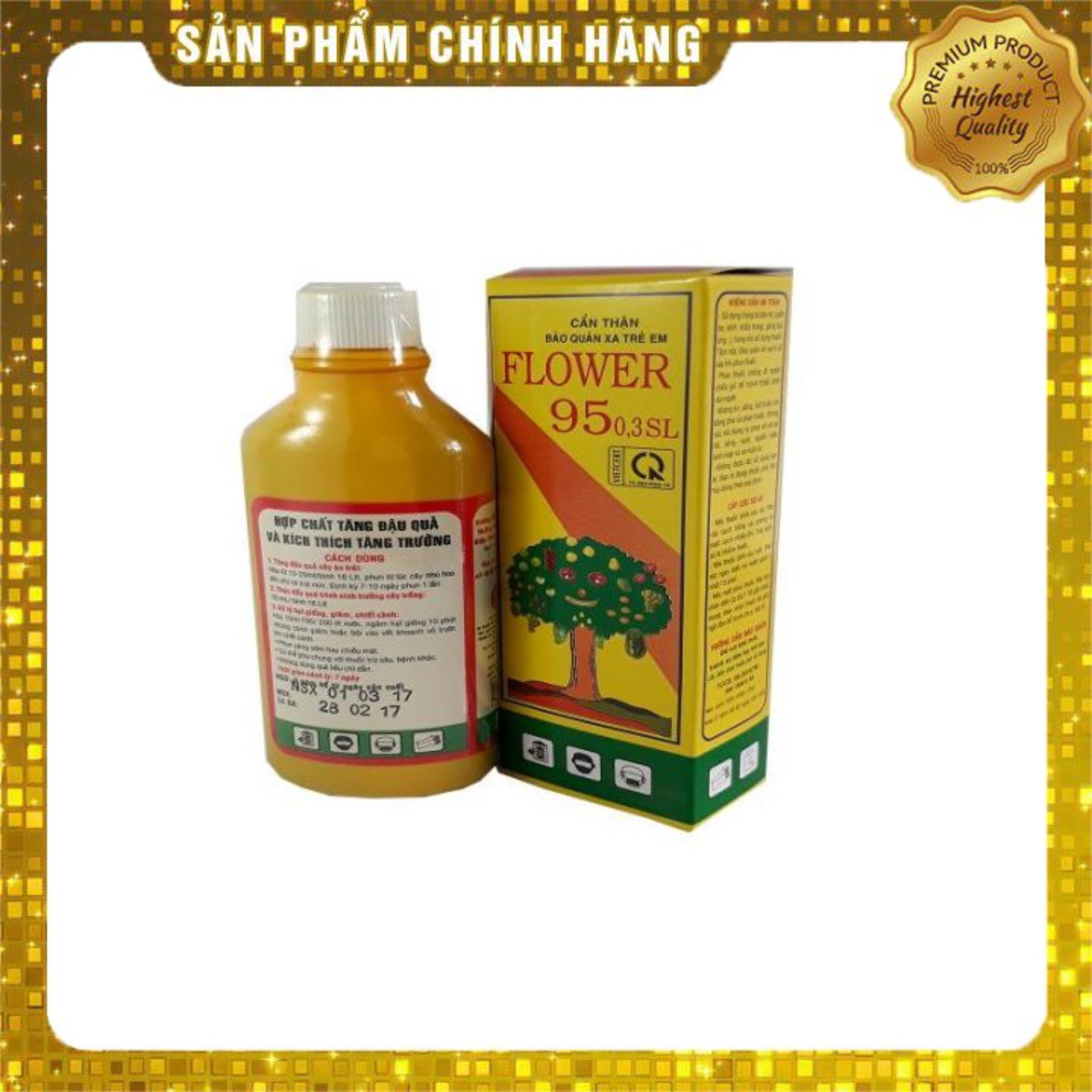 Combo 5 chai Phân bón lá FLOWER - 95 0,3SL (100ml). Tăng khả năng sinh trưởng, đậu quả và xử lý hạt giống cây trồng