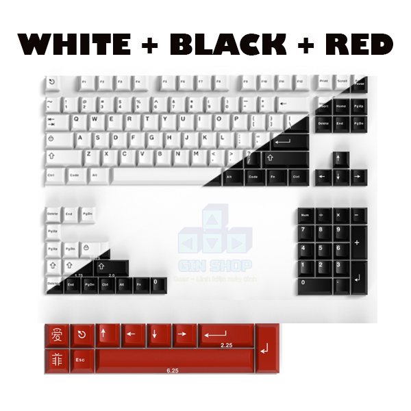 Keycap WOB-BOW-RED CMK Aifei 250 nút nhựa ABS Doubleshot bản mới