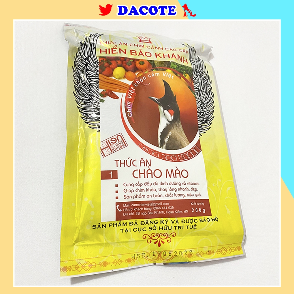 Cám chim chào mào hiển bảo khánh số 1 cao cấp 200gram - cám chào mào hiển bảo khánh dacote số 1 giá rẻ
