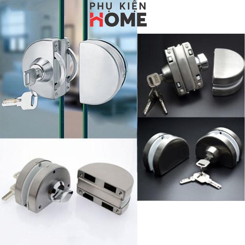 Khóa Bán Nguyệt Inox Cho Cửa Kính Cường Lực, Kính Thường Dày 10 mm - 12 mm, Lắp Đặt Nhanh Chóng Không Phải Khoan Cắt Kính, Phụ Kiện Home 3205