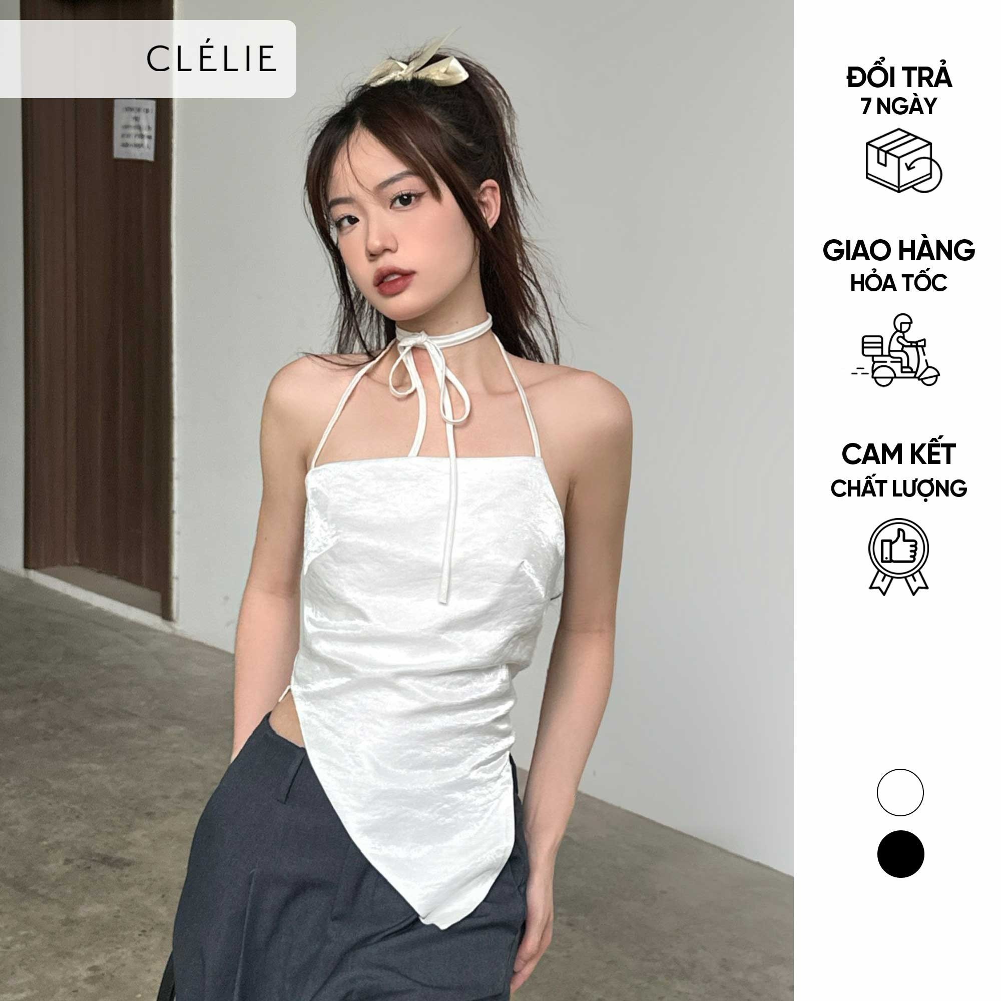 Áo lụa cổ yếm hai lớp | cilia top - clélie