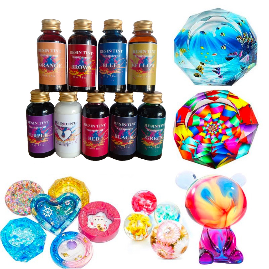 Màu pha epoxy resin tint trong suốt lọ 60g - combo 9 màu