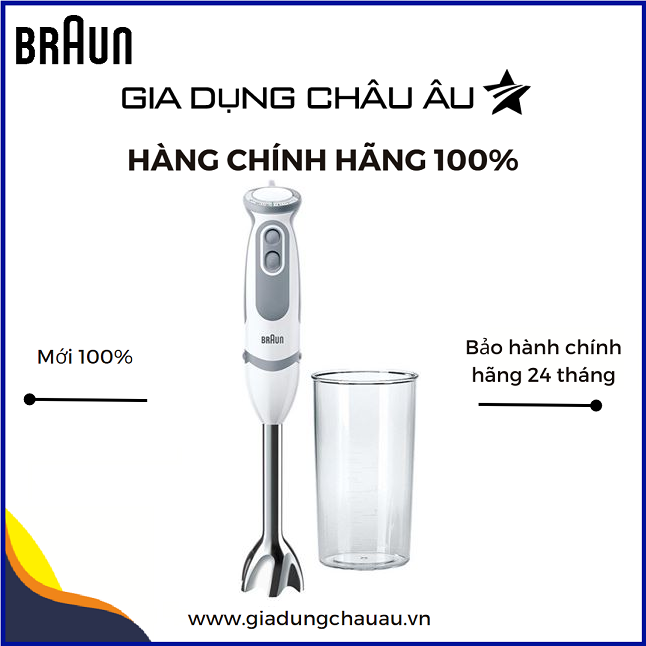 [CHÍNH HÃNG]Máy xay cầm tay Braun MQ5200 - Công suất 1000W - Bảo hành 1 đổi 1 trong vòng 24 tháng - Máy xay Braun mq 5200 Model mới hơn và mạnh mẽ hơn thay thế cho các model cũ MQ5000 MQ3000 MQ3000+ Máy xay sinh tố cầm tay Braun 5200