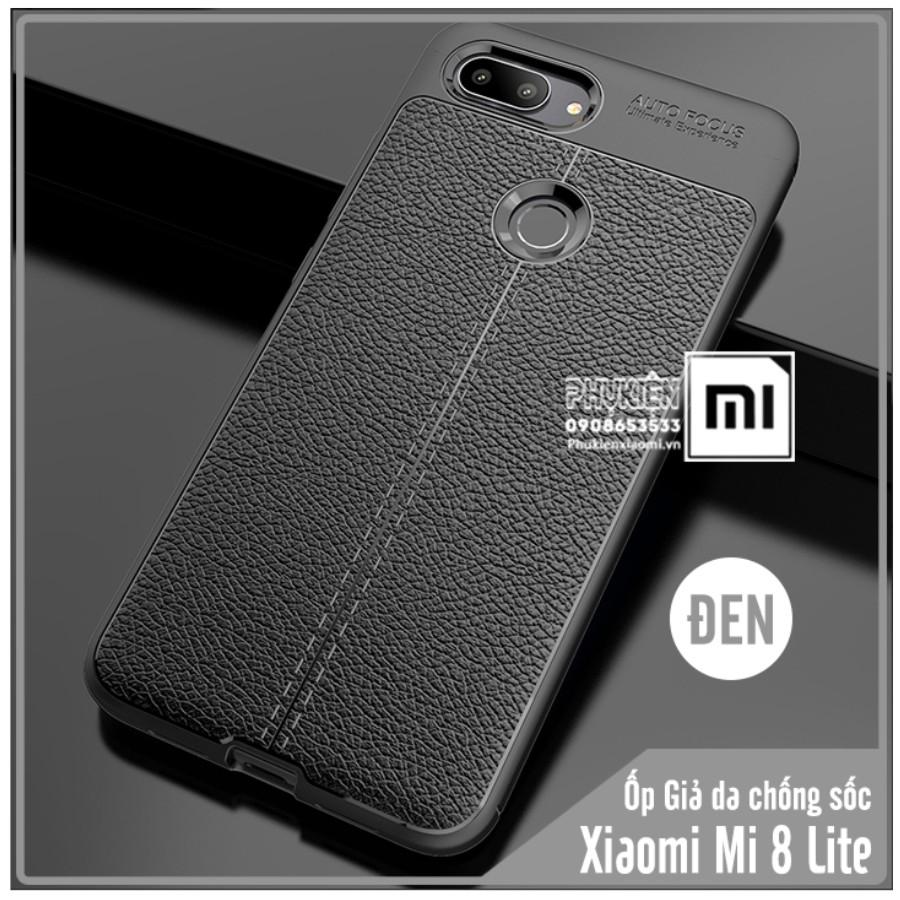 Ốp lưng Xiaomi Mi 8 Lite Giả da chống sốc Auto Focus