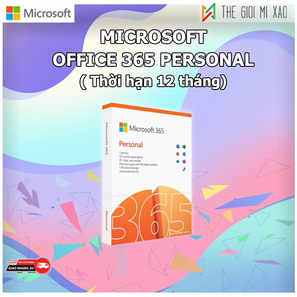 HỎA TỐC 2H - Phần mềm Microsoft Office 365 Personal | 12 tháng | Dành cho 1 người| 5 thiết bị/người | Trọn bộ ứng dụng | 1TB lưu trữ OneDrive