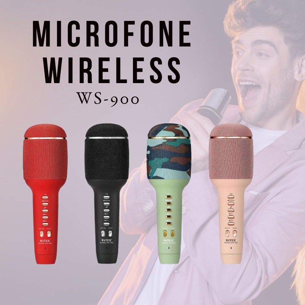 Mic karaoke 3in1 ws-900 âm thanh cực hay âm thanh tích hợp micro hát karaoke chuyên dụng không dây hiệu ứng hay âm thanh chuẩn mic 3in1 tích hợp loa bluetooth bảo hành 12 tháng