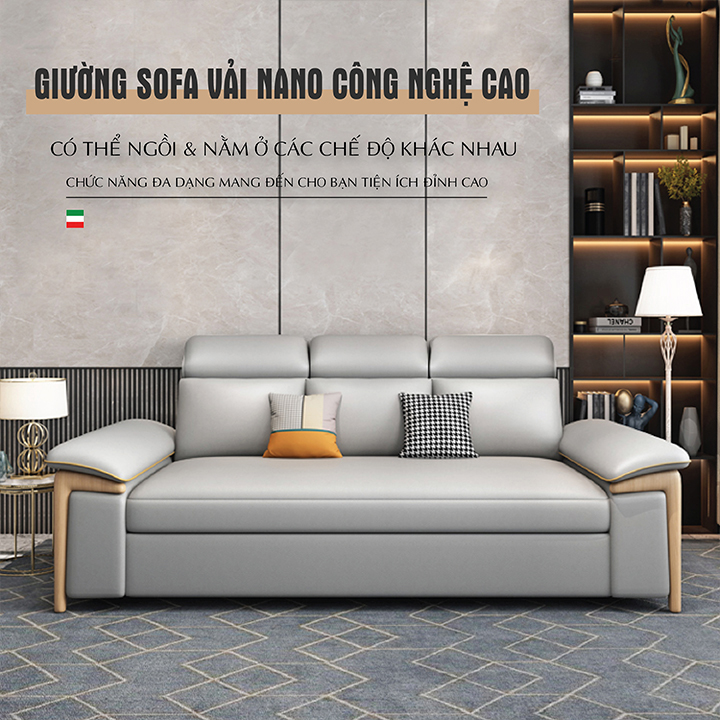 Sofa giường thông minh vải sợi nano cao cấp , Chức năng chuyển đổi từ ghế sang giường tiện lợi , tiết kiệm không gian cho gia đình bạn