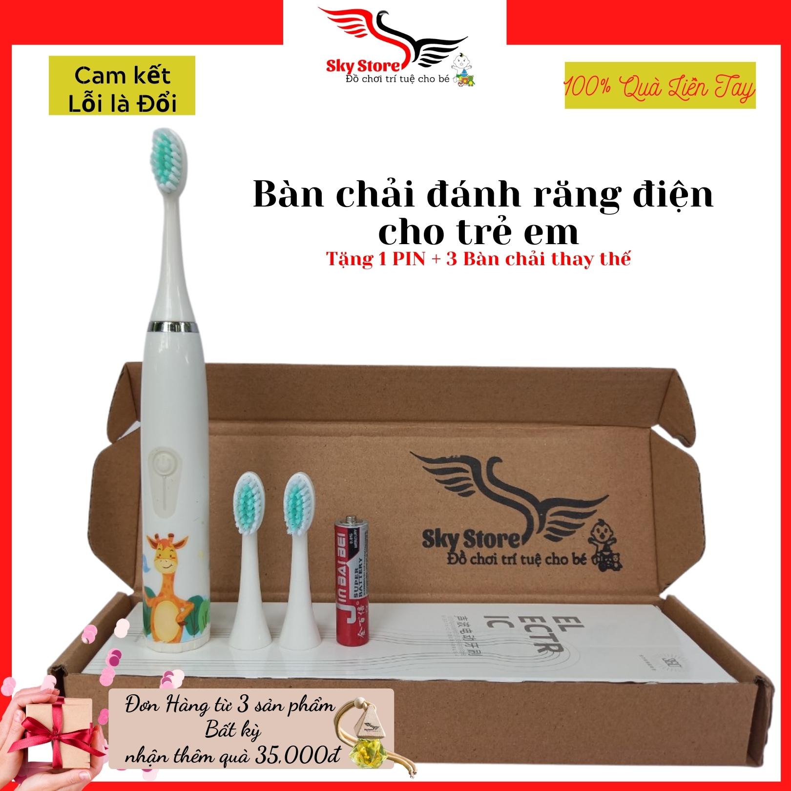 Bàn chải đánh răng điện tự động cho bé 2, 3, 4, 5 tuổi - Sky Store đồ chơi trí tuệ cho bé