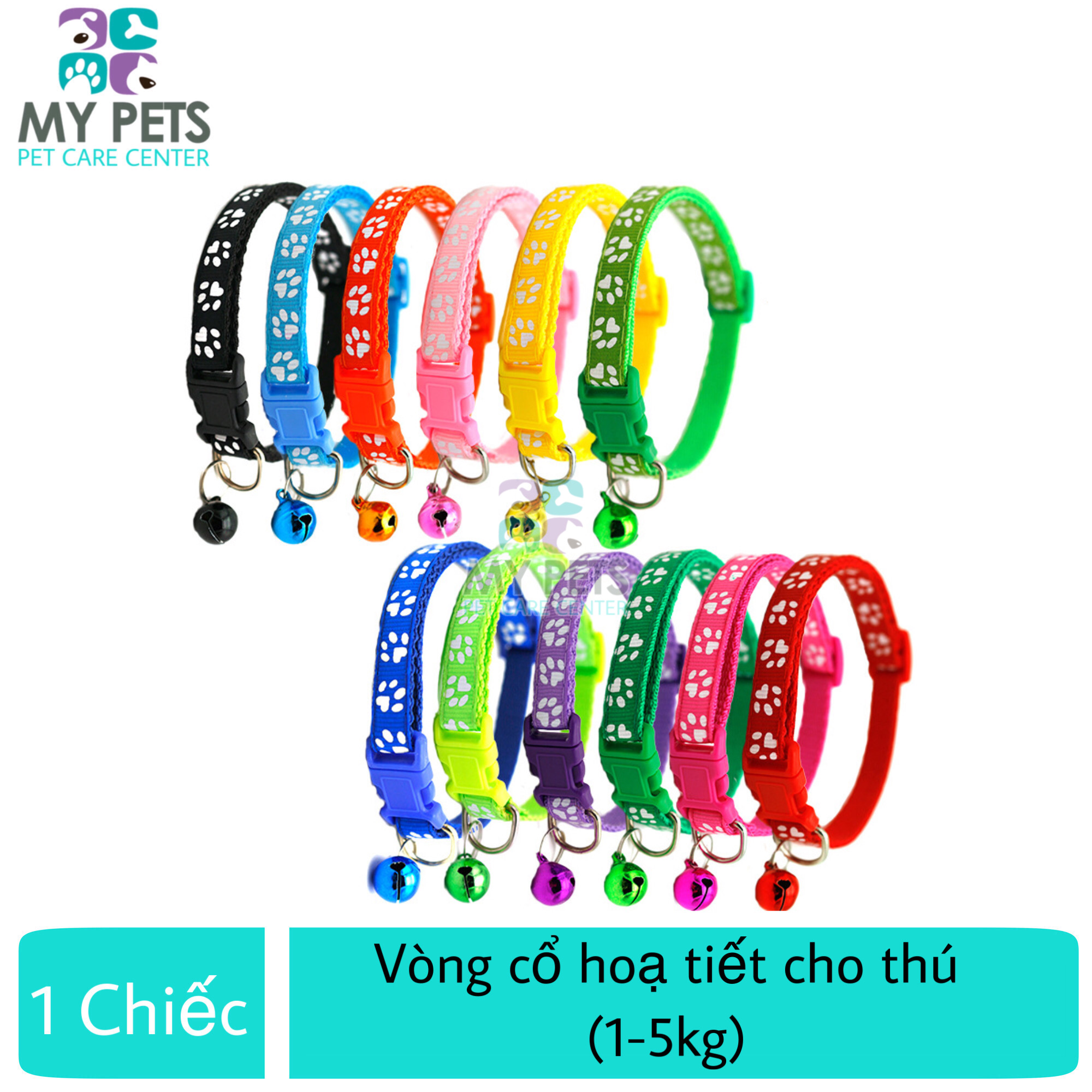 Vòng cổ họa tiết dành cho chó mèo con (Dưới 5kg) - họa tiết chân cún 1 chiếc