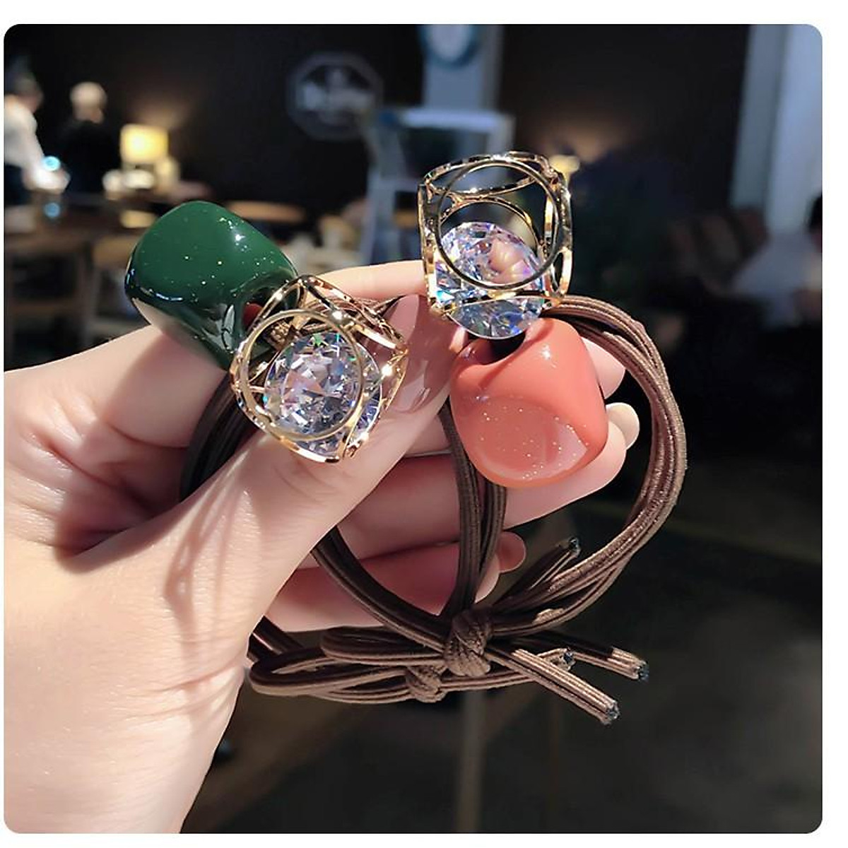 Set 2 dây cột tóc - buộc tóc nữ phong cách hàn quốc siêu đẹp, thời trang với các charm đính đá vô cùng sang trọng dễ thương - dây chun cột tóc, thun buộc tóc nữ đẹp - dây cột tóc nữ sang trọng