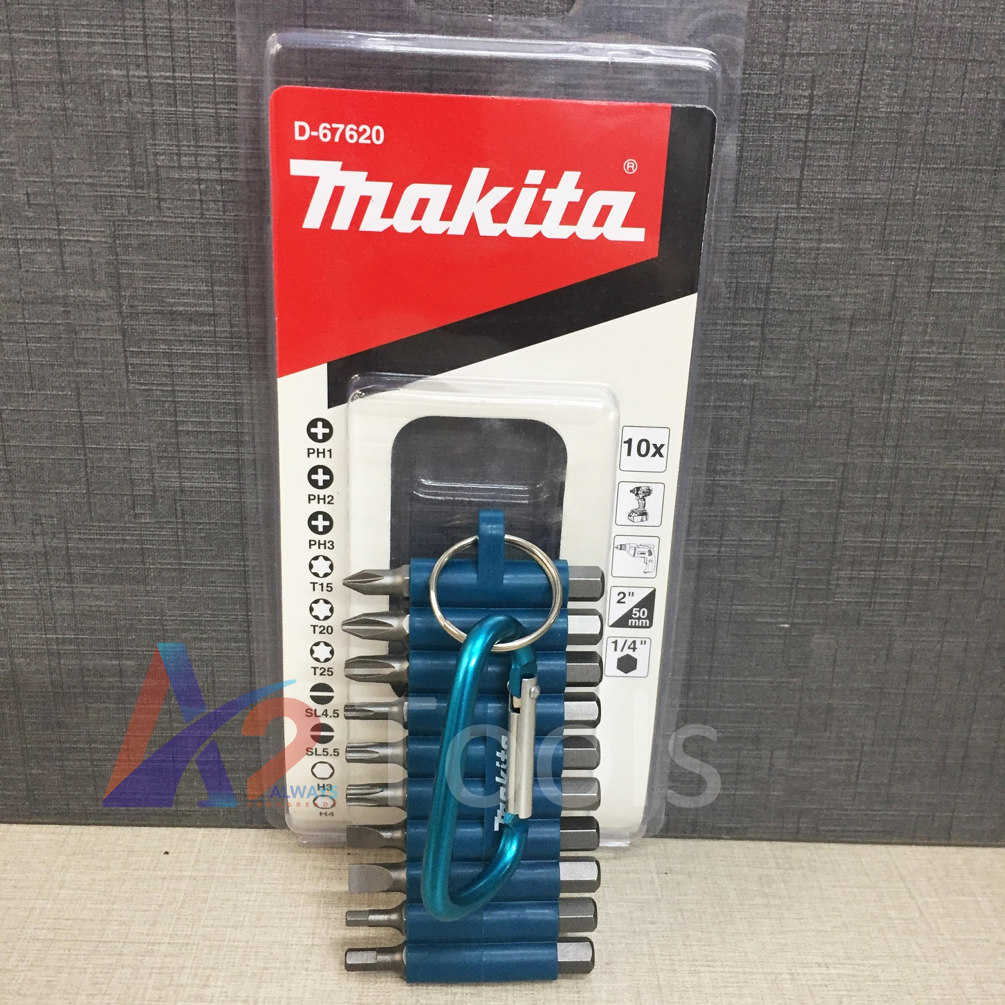 Bộ 10 mũi vít có móc treo makita d-67620
