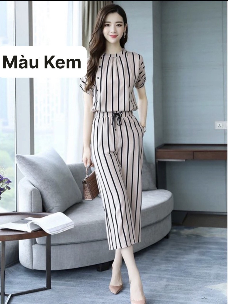 Set bộ lụa hàn thời trang, bộ đồ mặc nhà cao cấp