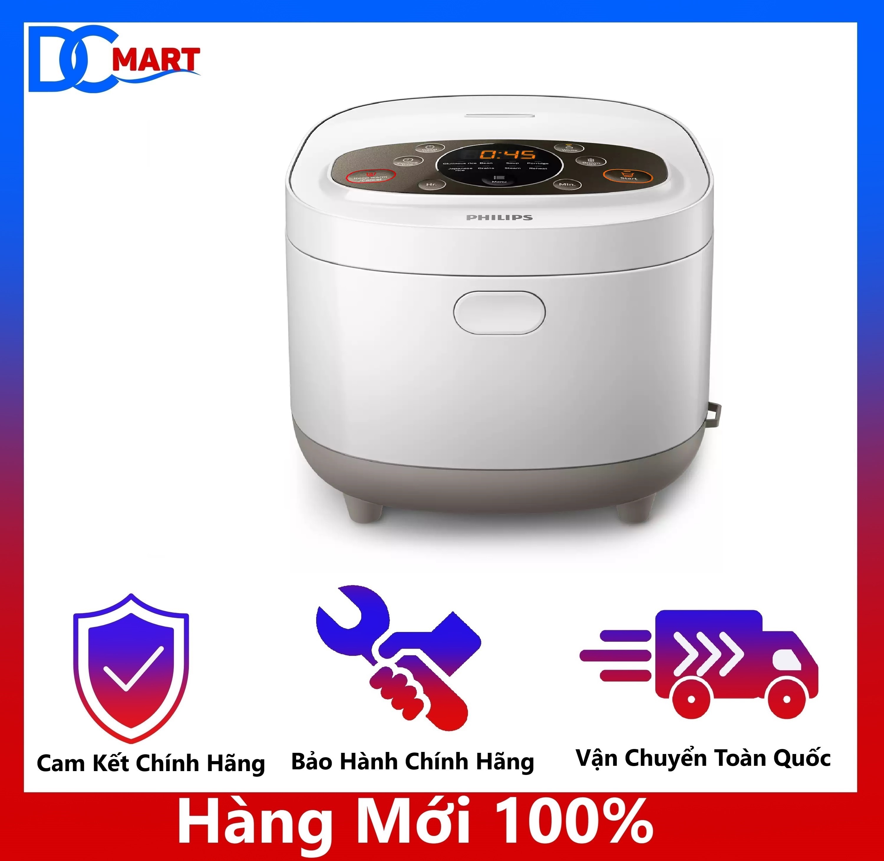 Nồi cơm điện tử philips 1.8 lít hd4533 - hàng chính hãng
