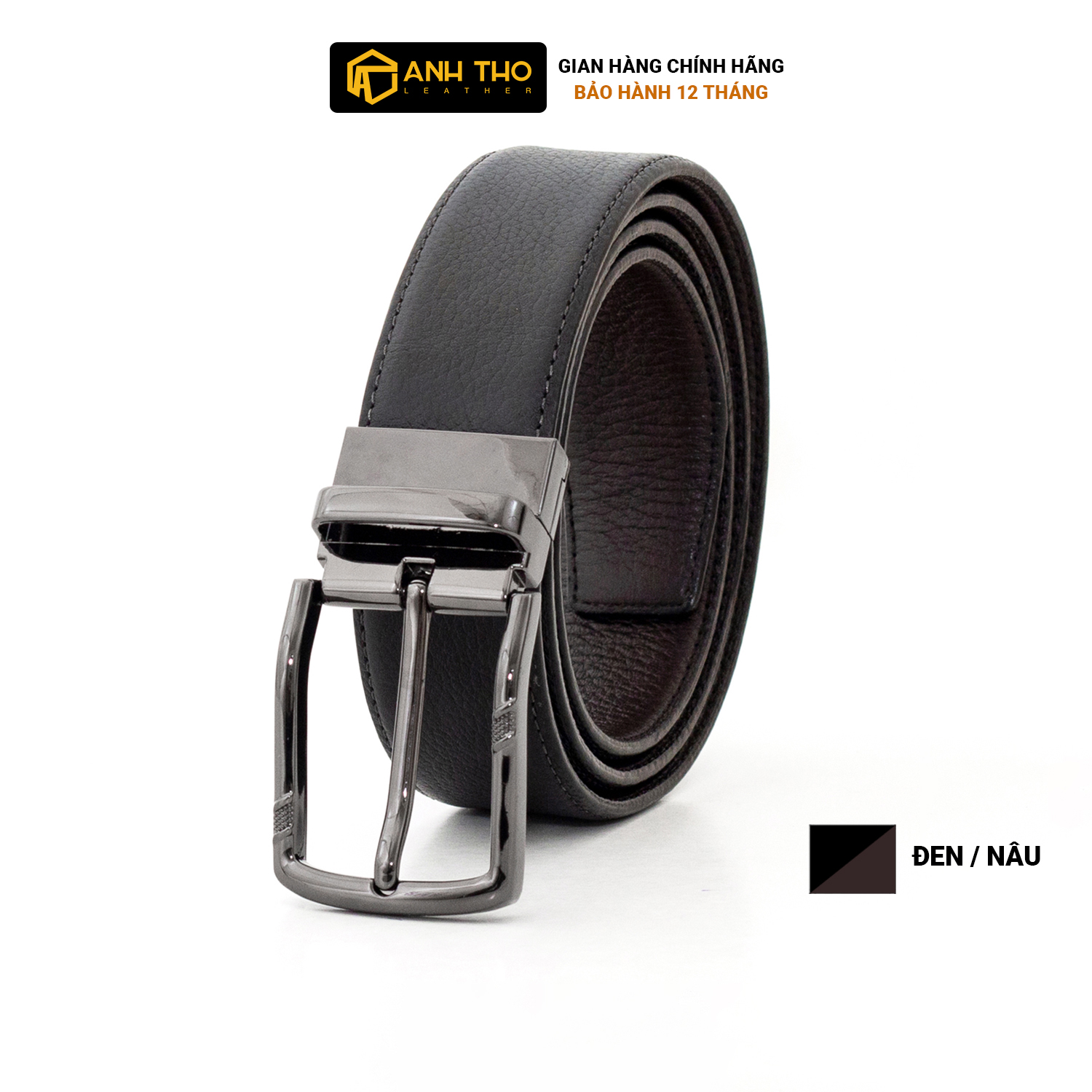 Thắt lưng da bò khóa xoay mikk35-2m18 | anh tho leather | da bò ý