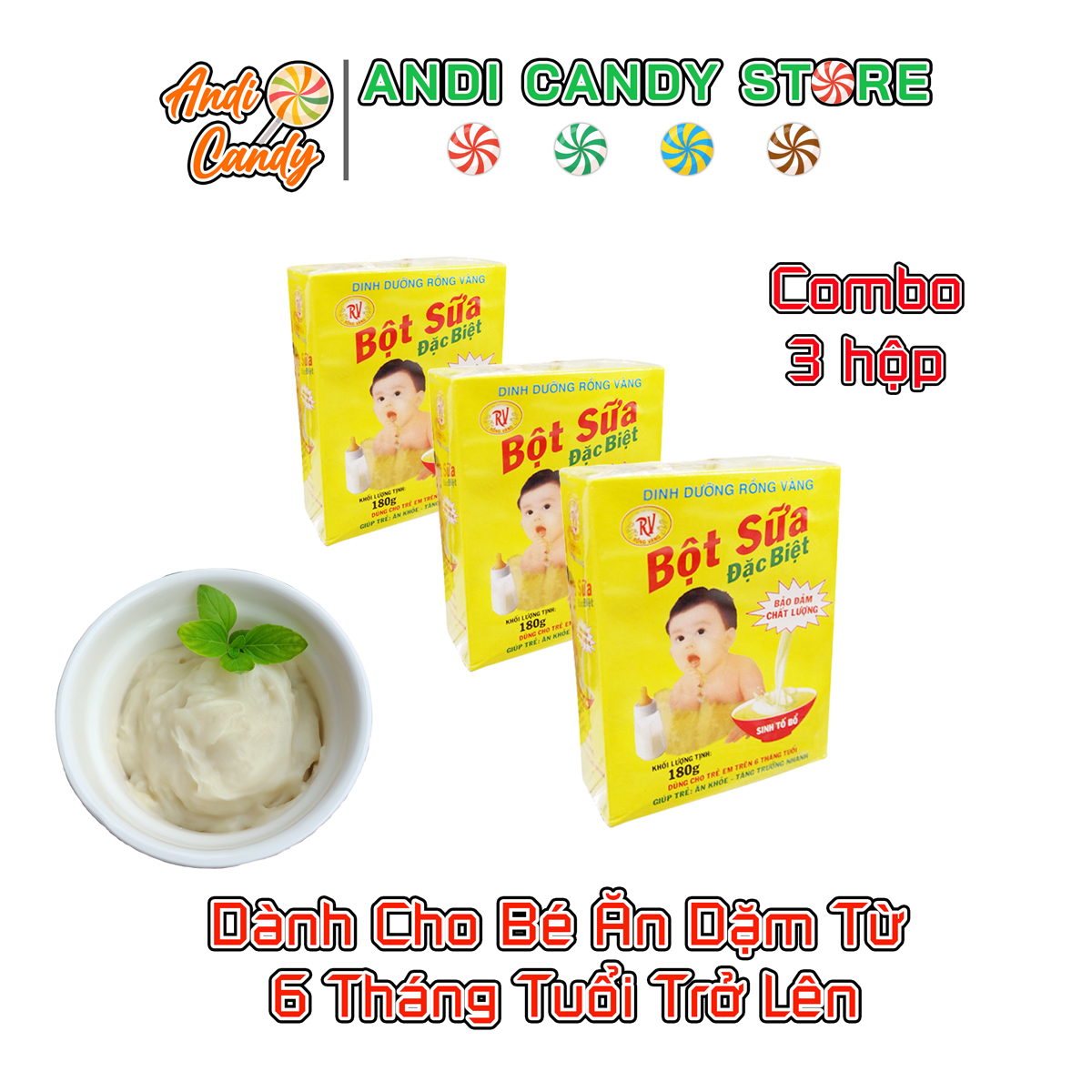 3 Hộp Bột Sữa Rồng Vàng Tuổi Thơ Cho Bé Ăn Dặm Từ 6 Tháng Tuổi