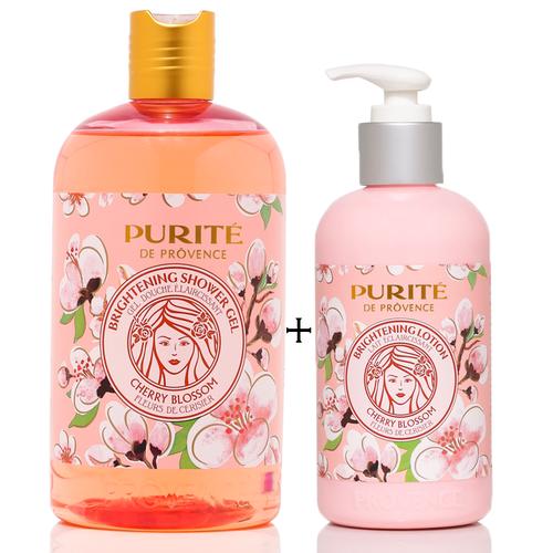 Sữa Tắm 500ml và Dưõng Thể 250ml PURITÉ Sáng Mịn Hương Hoa Anh Đào