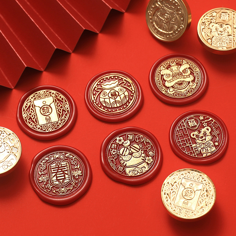 [ĐỌC KĨ MÔ TẢ] Con dấu sáp ịn sẵn được chọn mẫu dùng để trang trí theo chủ để năm mới dịp lễ Tết hỉ sự may mắn