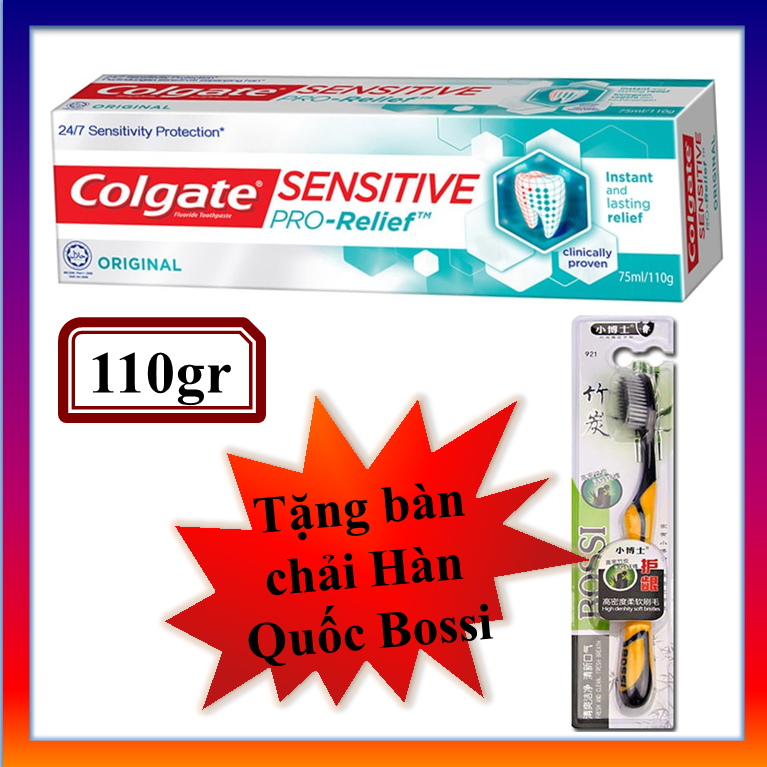 Kem Đánh Răng Colgate Sensitive Pro Relief Giảm Ê Buốt Tặng bàn chải Hàn Quốc Bossi