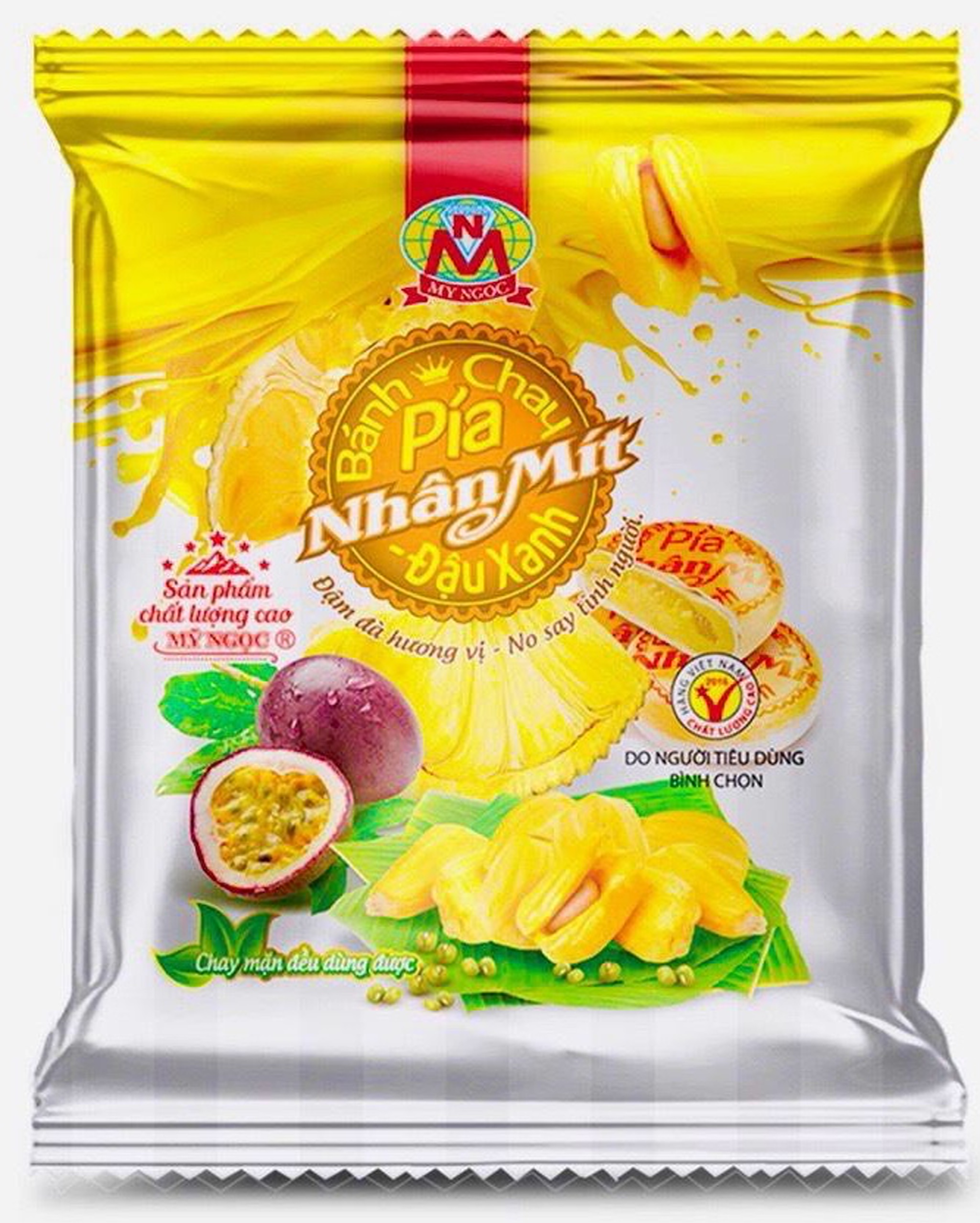 200g 2 bánh pía chay mít chín chanh dây tươi đậu xanh, thơm mít chín – mát đậu xanh – thêm chanh dây giàu vita c