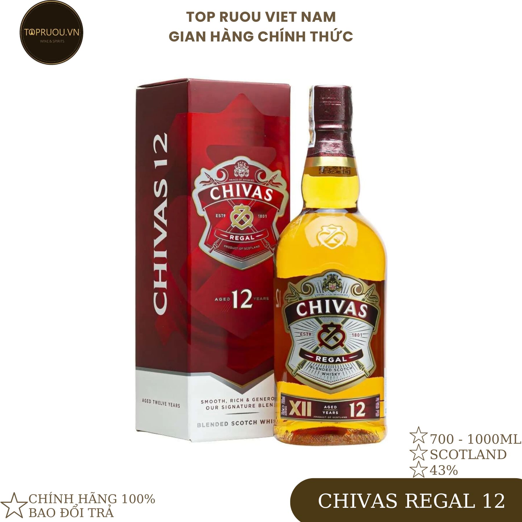 Rượu whisky chivas regal 12 700ml - 1000ml