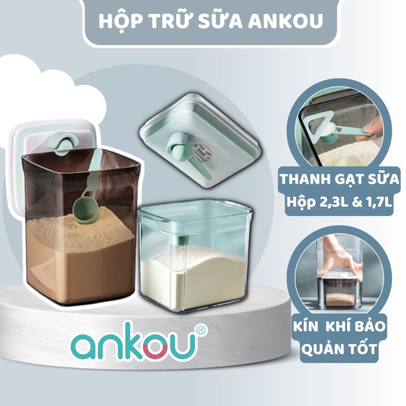 1.7/2.3L Hộp Đựng Sữa Bột Chống Ẩm Ankou Hộp Trữ Sữa Cho Bé Hút Chân Không Hàng Chính Hãng