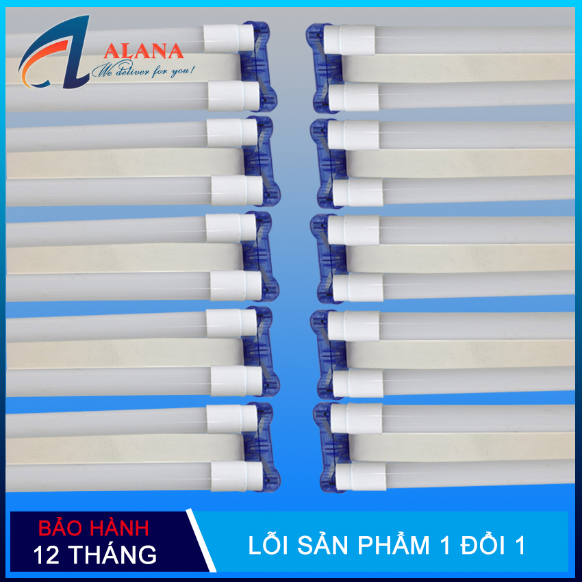 Combo 10 bộ máng đèn led đôi 1,2 mét cao cấp + 20 đèn led tuýp thủy tinh 1.2 mét 20w ánh sáng trắng