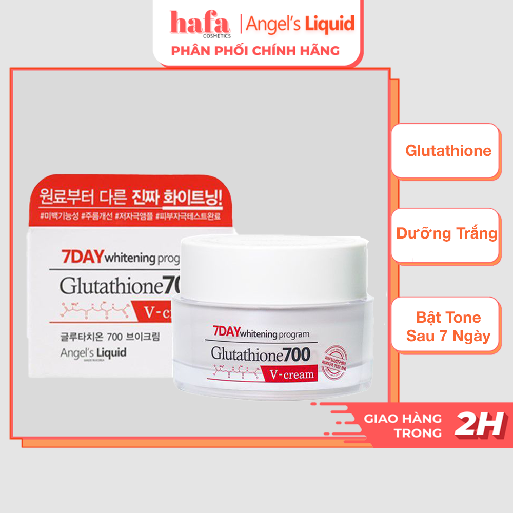 Kem Dưỡng Trắng Da, Mờ Thâm Nám Ban Đêm Angel's Liquid 7 Day Glutathione 700 V-Cream 50ml