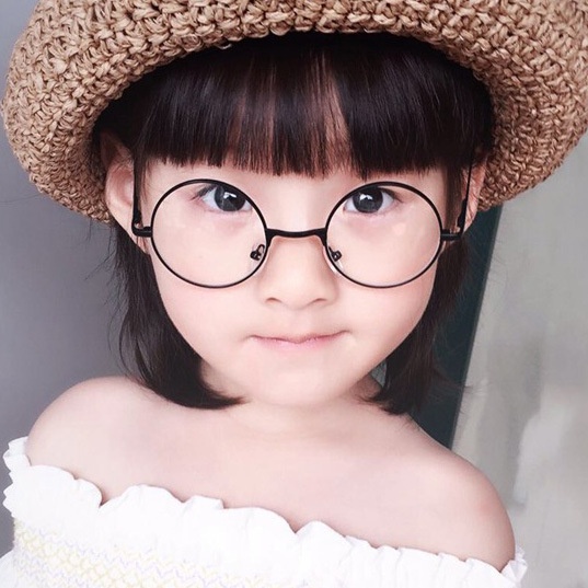 Kính thời trang trẻ em gọng tròn kim loại mắt kính trong suốt cho bé