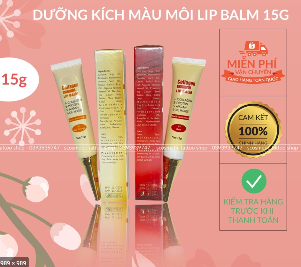 Dưỡng kích màu môi Collagen Lip Balm