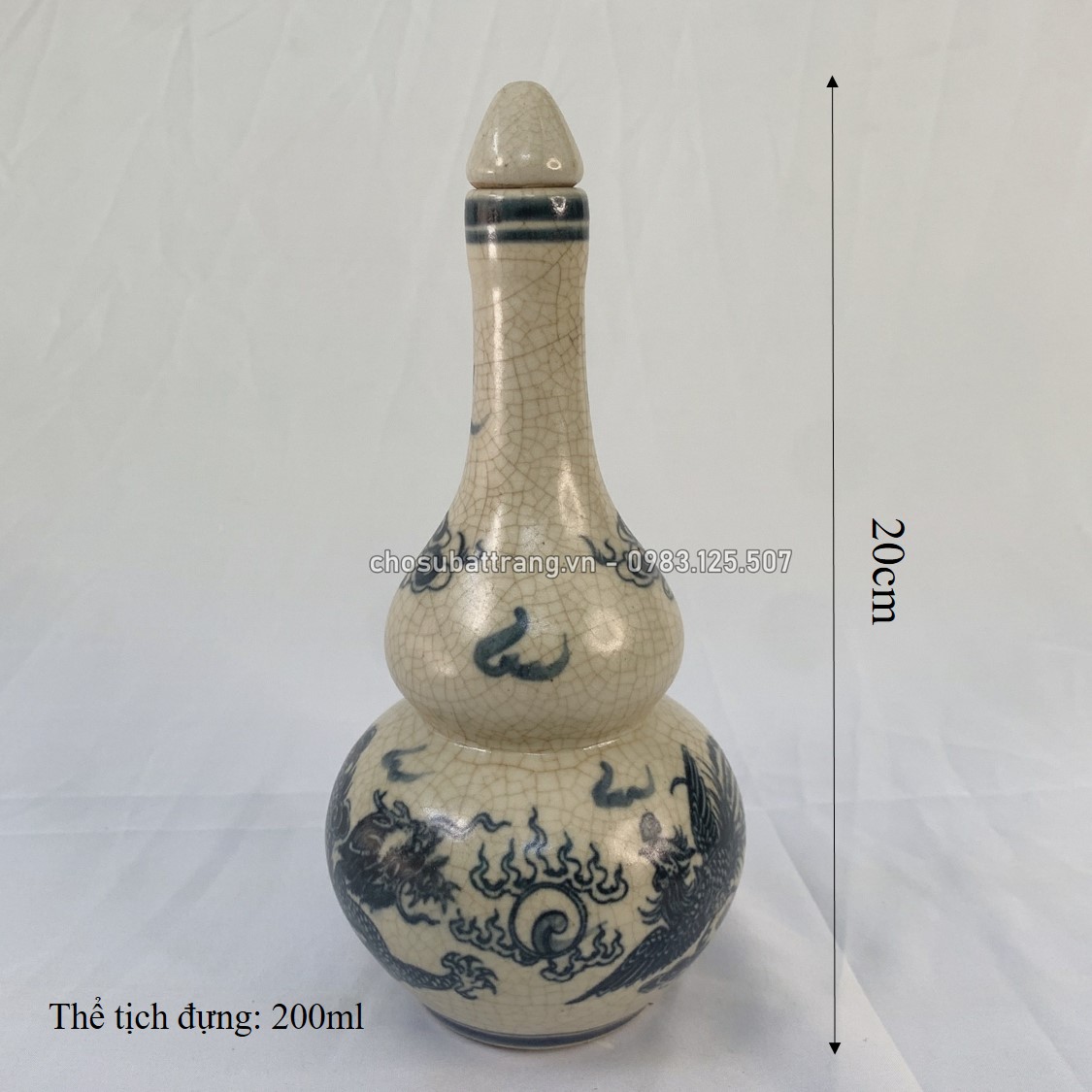 - Nậm thờ men rạn trơn long phụng