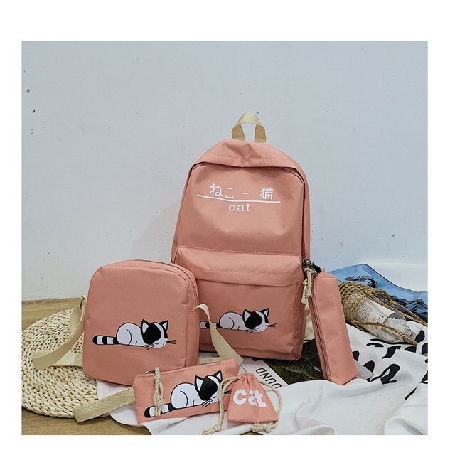 [HCM]COMBO BALO 4 MÓN ĐI HỌC ĐI CHƠI GIÁ RẺ Y Hình Sét MÈO NẰM