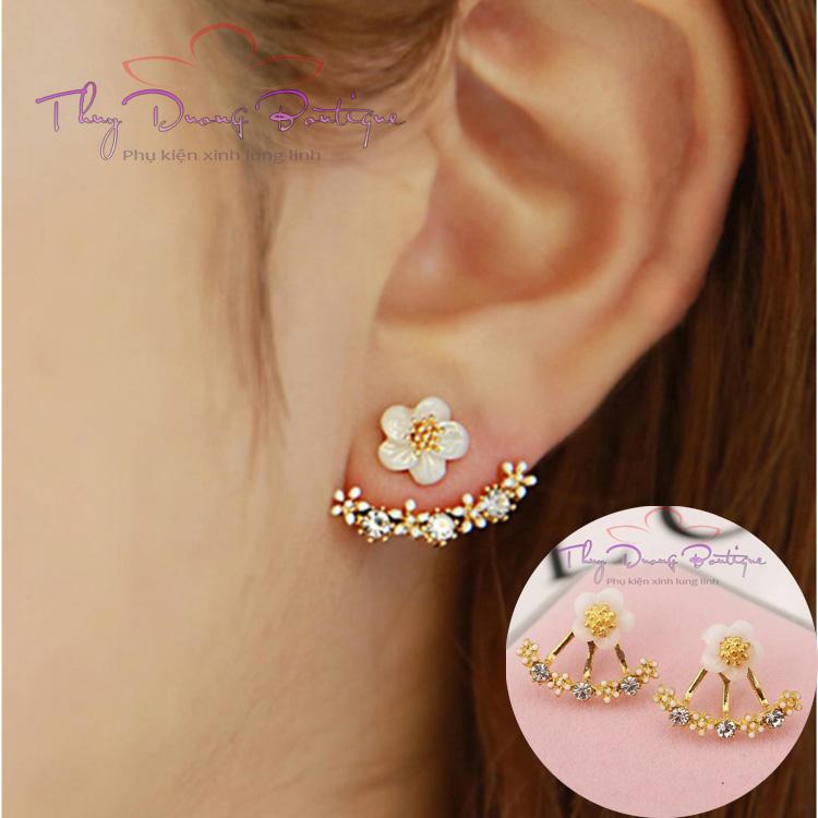 Bông tai hậu duệ mặt trời bạc s925 hàn quốc màu vàng hồng