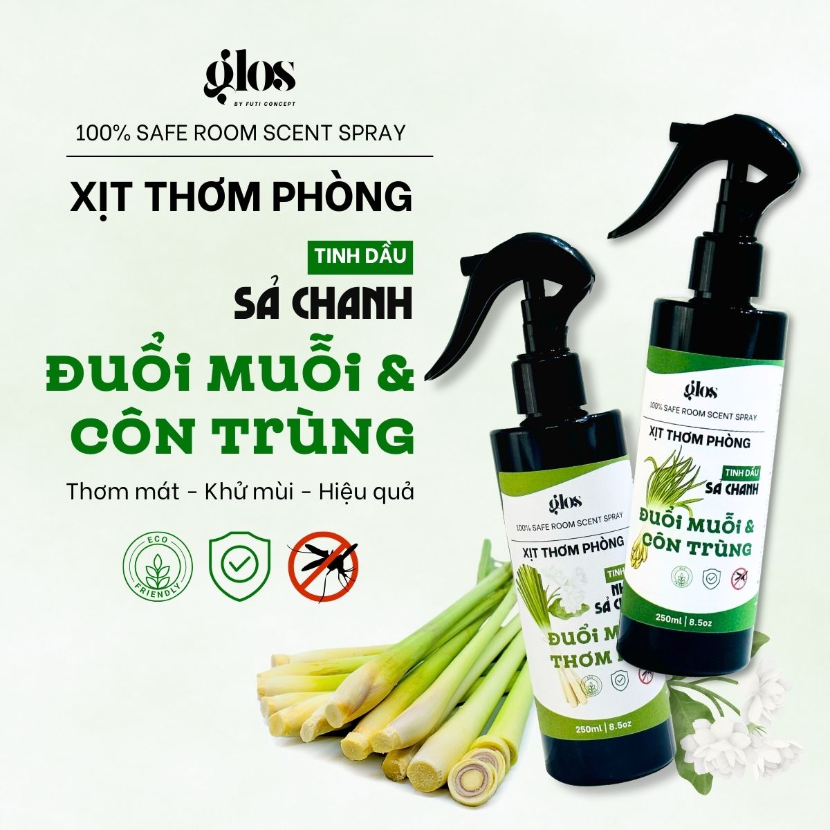 Xịt Thơm Phòng Hương Sả Chanh, Khử Mùi, Công Dụng Đuổi Muỗi, Diệt Côn Trùng, Thư Giãn Cho Căn Phòng