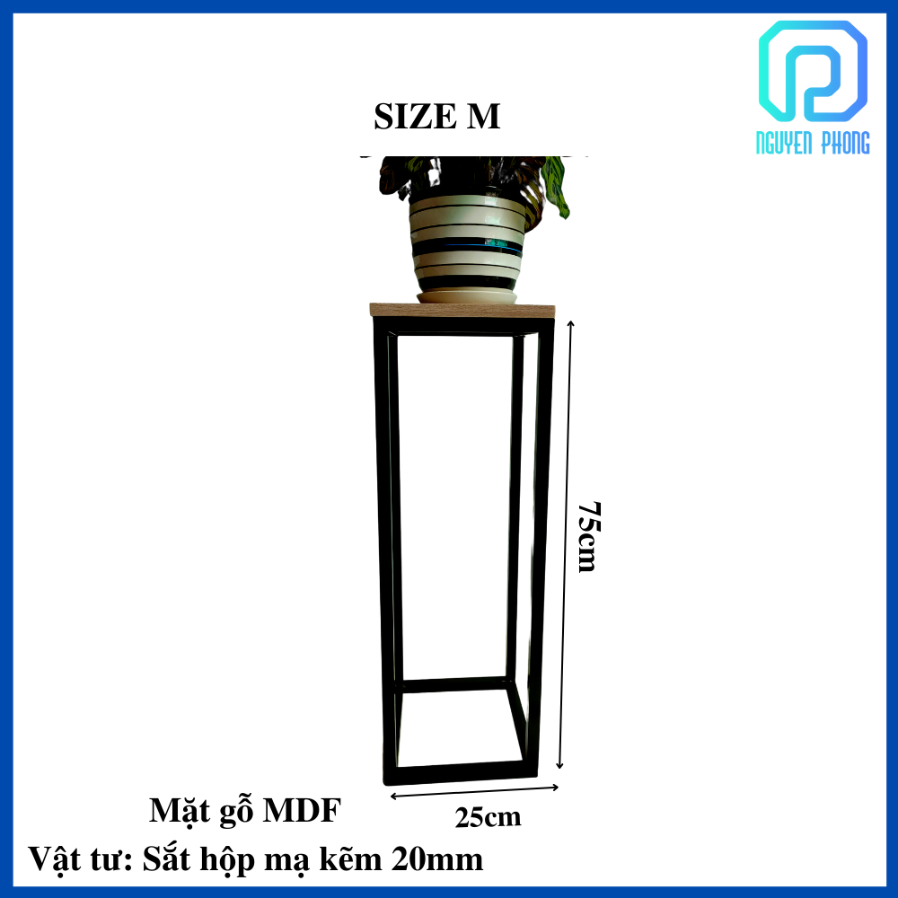 Kệ sắt trang trí hiện đại Kệ sắt đa năng bề mặt ốp gỗ chống thấm hiệu quả kệ sắt kích thước phù hợp trang trí giá tốt, kích thước 25x25x75cm, kệ sắt mặt gỗ tốt