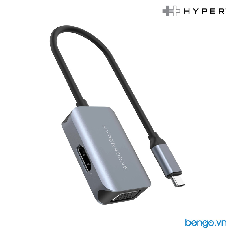 Cổng chuyển hyperdrive 2 in 1 usb-c qua hdmi/vga 4k - hd-c2hv