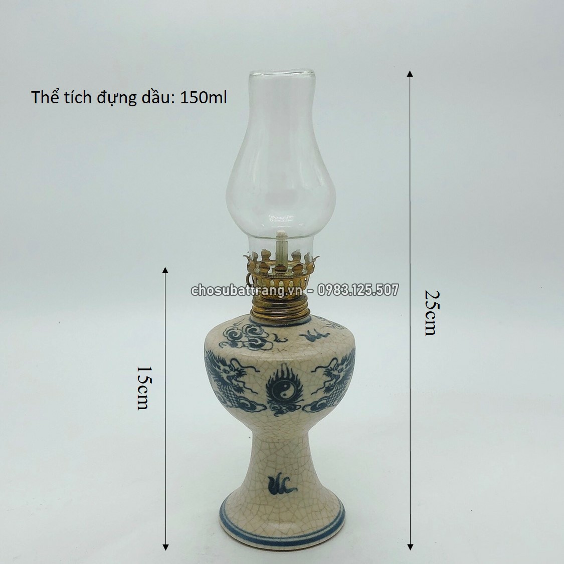 Đèn thờ men rạn trơn long phụng / sen