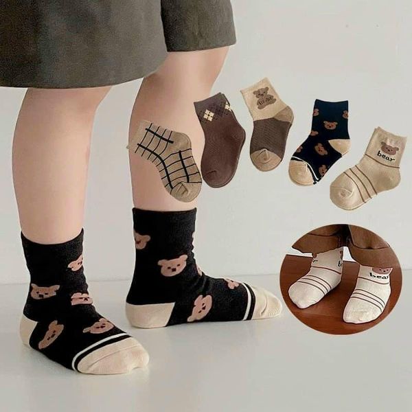 Set 10 đôi tất gấu nâu cao cổ cho bé từ 1-12 tuổi