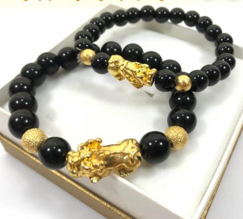 [HCM]Vòng Đeo Tay Tỳ Hưu Đá Đen May Mắn.