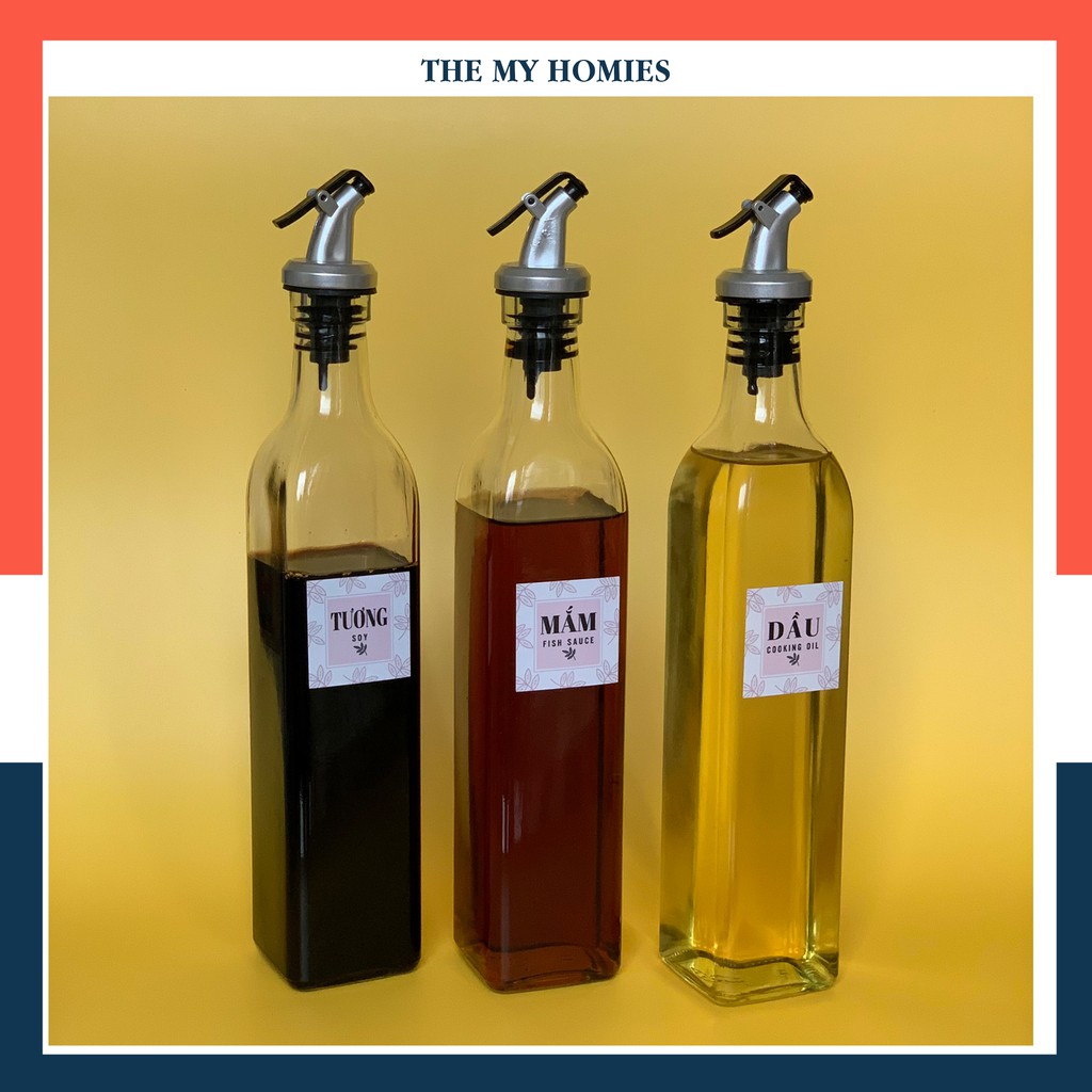 [HCM]Bộ 3 Chai đựng gia vị ??TẶNG TEM DÁN?? Chai chiết dầu ăn  nước mắm chất lỏng bằng thủy tinh