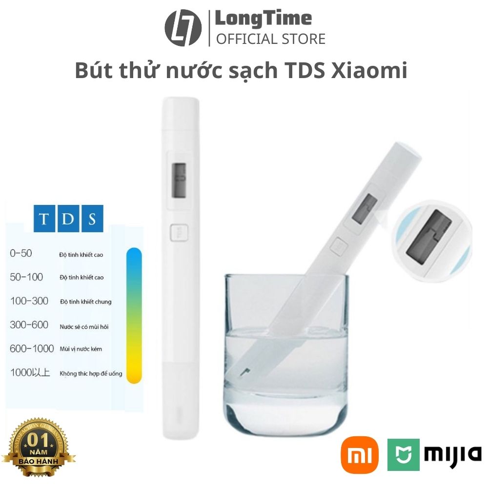 Bút thử nước sạch Xiaomi TDS Meter Tester - chống nước IPX6 đo lượng chất rắn hòa tan trong nước, kiểm tra đơn giản chính xác - Bảo hành 12 tháng Longtime