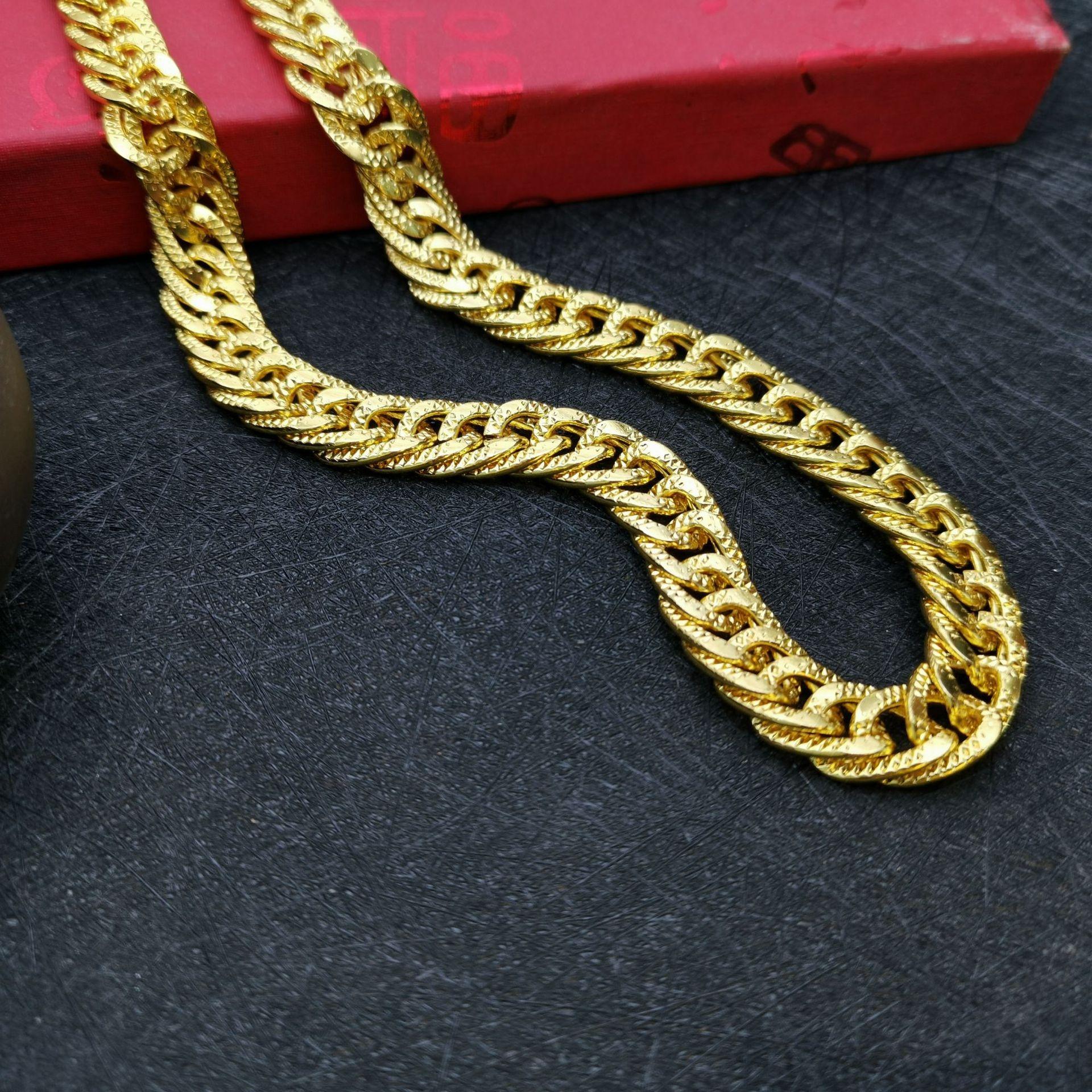 Dây chuyền nam dẹt to mạ vàng 18 k